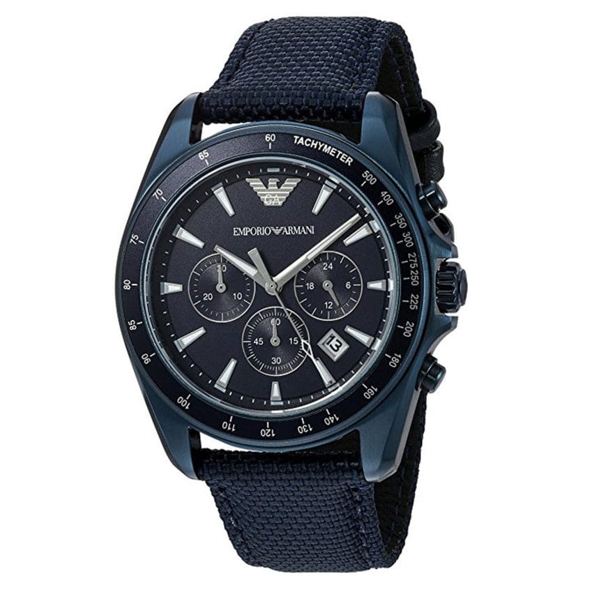 Emporio Armani Sportivo Chronograph Blue Dial Blue Nylon Strap Watch for Men - AR6132