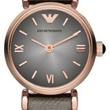 Emporio Armani Gianni T Bar Quartz Gray Dial Gray Leather Strap Watch For Women - AR1727