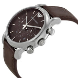 Emporio Armani Classic Chronograph Brown Dial Brown Leather Strap Watch For Men - AR1734