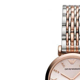 Emporio Armani Gianni T Bar Pink Dial Two Tone Steel Strap Watch For Women - AR11223