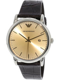 Emporio Armani Luigi Analog Bronze Dial Brown Leather Strap Watch For Men - AR11096