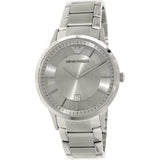 Emporio Armani Classic Quartz White Dial Silver Steel Strap Watch For Men - AR2430