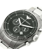 Emporio Armani Sportivo Chronograph Black Dial Silver Stainless Steel Watch For Men - AR0585