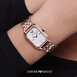 Emporio Armani Giola White Mother of Pearl Dial Rose Gold Steel Strap Watch For Women - AR11147