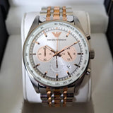 Emporio Armani Sportivo Chronograph Silver Dial Two Tone Steel Strap Watch For Men - AR5999