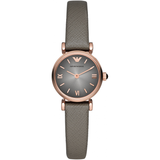 Emporio Armani Gianni T Bar Quartz Gray Dial Gray Leather Strap Watch For Women - AR1727