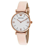 Emporio Armani Gianni T Bar Quartz White Dial Beige Leather Strap Watch For Women - AR1927