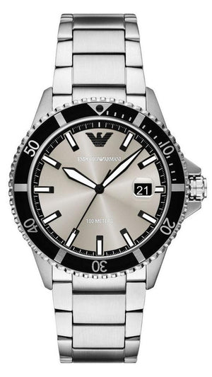 Emporio Armani World Explorer Silver Dial Silver Steel Strap Watch for Men - AR11683