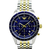 Emporio Armani Tazio Chronograph Blue Dial Two Tone Stainless Steel Watch For Men - AR6088