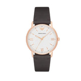 Emporio Armani Dress Quartz White Dial Brown Leather Strap Watch For Men - AR11011