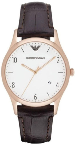 Emporio Armani Beta Chronograph White Dial Brown Leather Strap Watch For Men - AR1915