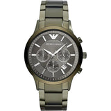 Emporio Armani Renato Chronograph Quartz Grey Dial Green Steel Strap  Watch For Men - AR11117