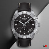 Tissot PR 100 Sport Quartz Chronograph Black Dial Black Leather Strap Watch For Men - T101.617.16.051.00