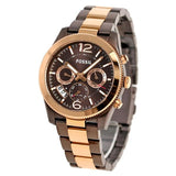 Fossil Perfect Boyfriend Multifunction Brown Dial Two Tone Steel Strap Watch for Women - ES4284