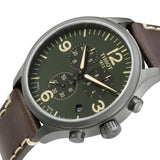 Tissot T Sport Chrono XL Green Dial Brown Leather Strap Watch For Men - T116.617.36.097.00