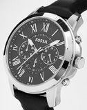 Fossil Grant Chronograph Black Dial Black Leather Strap Watch for Men - FS4812