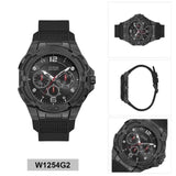 Guess Genesis Quartz Black Dial Black Silicone Strap Watch For Men - W1254G2