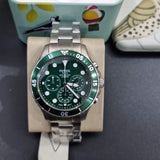 Fossil FB-03 Chronograph Green Dial Silver Steel Strap Watch for Men - FS5726