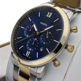 Fossil Neutra Chronograph Blue Dial Two Tone Steel Strap Watch for Men - FS5706