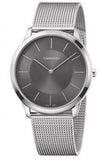 Calvin Klein Minimal Grey Dial Silver Mesh Bracelet Watch for Men - K3M21124