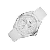 Fossil Cecile White Dial White Leather Strap Watch for Women - AM4484