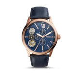 Fossil Flynn Mechanical Blue Dial Blue Leather Strap Watch for Men - BQ2219