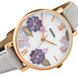 Fossil Jacqueline Mother of Pearl Dial Grey Leather Strap Watch for Women - ES4672