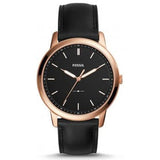 Fossil The Minimalist Black Dial Black Leather Strap Watch for Men - FS5376