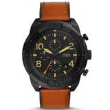 Fossil Bronson Black Dial Brown Leather Strap Watch for Men - FS5714