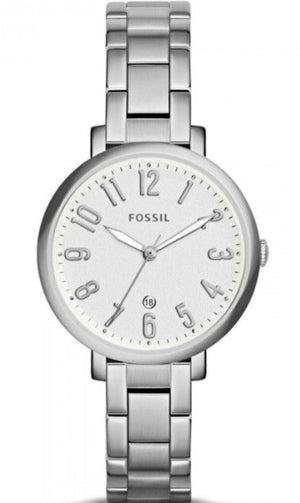 Fossil Jacqueline White Dial Silver Steel Strap Watch for Women - ES3969