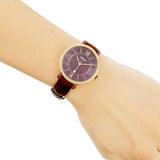 Fossil Jacqueline Burgundy Dial Burgundy Leather Strap Watch for Women  - ES4099