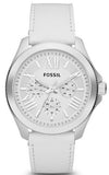 Fossil Cecile White Dial White Leather Strap Watch for Women - AM4484