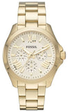 Fossil Cecile Multifunction Champagne Dial Gold Steel Strap Watch for Women - AM4510