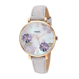 Fossil Jacqueline Mother of Pearl Dial Grey Leather Strap Watch for Women - ES4672