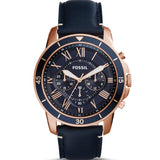 Fossil Grant Sport Chronograph Blue Dial Blue Leather Strap Watch for Men - FS5237