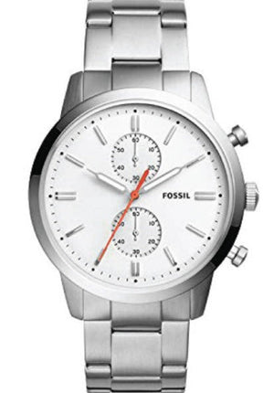 Fossil Townsman White Dial Silver Steel Strap Watch for Men - FS5346