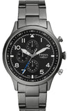 Fossil Retro Pilot Chronograph Black Dial Grey Steel Strap Watch for Men - FS5834