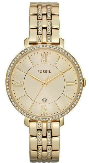 Fossil Jacqueline Gold Dial Gold Steel Strap Watch for Women - ES3547