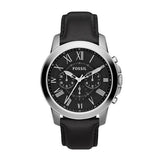 Fossil Grant Chronograph Black Dial Black Leather Strap Watch for Men - FS4812