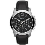 Fossil Grant Chronograph Black Dial Black Leather Strap Watch for Men - FS4812