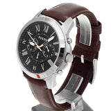 Fossil Grant Chronograph Black Dial Brown Leather Strap Watch for Men - FS4813