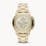 Fossil Dean Chronograph Champagne Dial Gold Steel Strap Watch for Men - FS4867