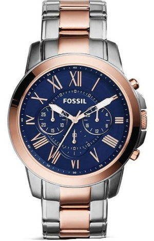 Fossil Grant Chronograph Blue Dial Two Tone Steel Strap Watch for Men - FS5024