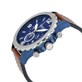 Fossil Grant Chronograph Blue Dial Brown Leather Strap Watch for Men - FS5151