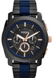 Fossil Machine Chronograph Black Dial Two Tone Steel Strap Watch for Men - FS5164