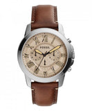 Fossil Grant Chronograph Brown Dial Brown Leather Strap Watch for Men - FS5214