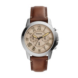 Fossil Grant Chronograph Brown Dial Brown Leather Strap Watch for Men - FS5214