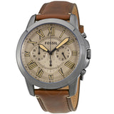 Fossil Grant Chronograph Brown Dial Brown Leather Strap Watch for Men - FS5214