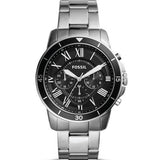 Fossil Grant Sport Chronograph Black Dial Silver Steel Strap Watch for Men - FS5236