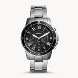 Fossil Grant Sport Chronograph Black Dial Silver Steel Strap Watch for Men - FS5236